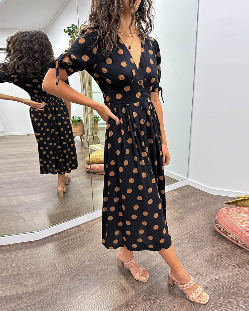 Lina™ | Robe à col en V avec pois