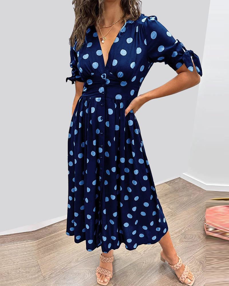 Lina™ | Robe à col en V avec pois
