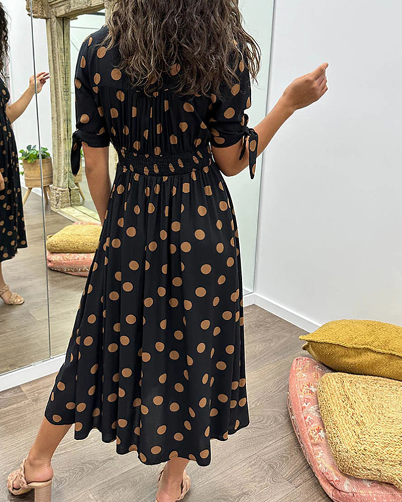Lina™ | Robe à col en V avec pois