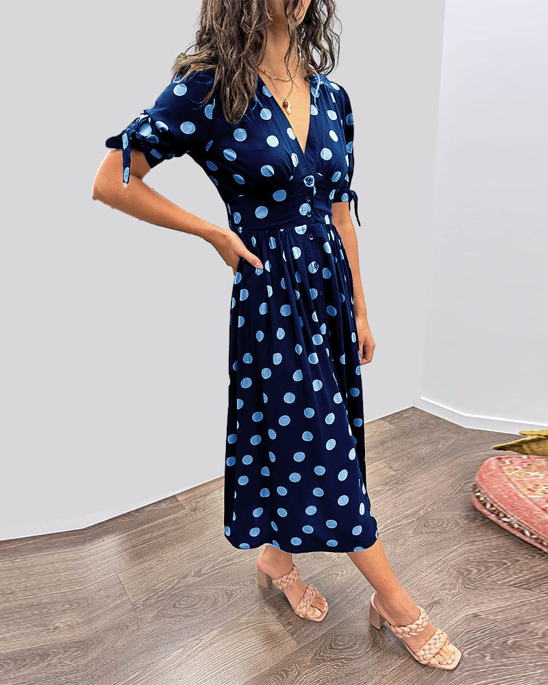 Lina™ | Robe à col en V avec pois
