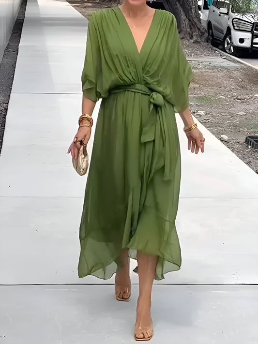 Camille™ | Robe en chiffon à col en V